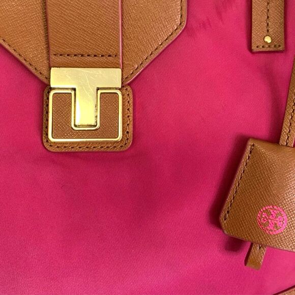 Tory Burch Pink Nylon Tote Shoulder Bag Medium Size - Picture 10 of 13